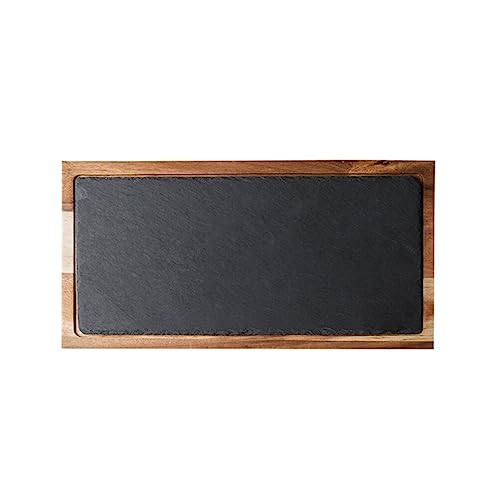 Cabilock Holz-snacktablett Schwarz Aus Holztablett Für Westliche Speisen Tablett Für Westliche Küche Schieferholzteller Servierplatte Schwarz Snackplatte Mit Natürlicher von Cabilock