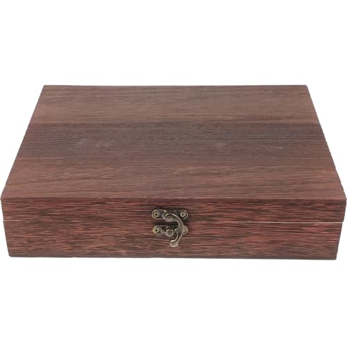 Holzkiste mit Schloss und Deckel Hölzerne Aufbewahrungsbox Flach Vintage Dekorative Holzbox Bastelbox Schmuck Veranstalter Schmuckhalter für Zuhause Büro von Cabilock