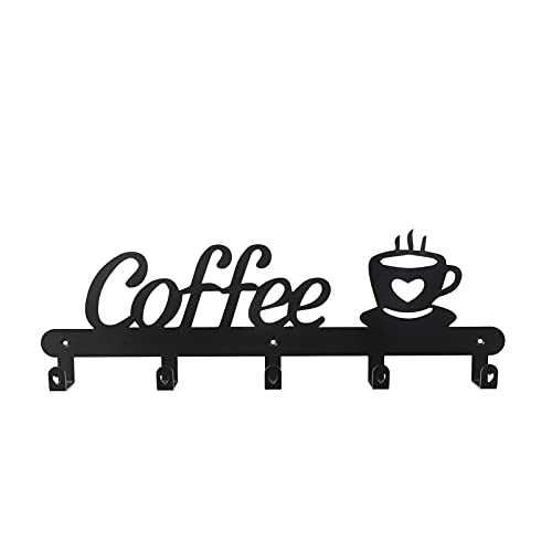 Cabilock Kaffee Becher Halter Rustikalen Wand Montiert Tasse Veranstalter Hängen Rack 5 Haken Küche Lagerung für Hause von Cabilock