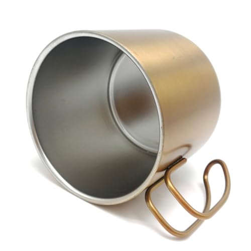 Cabilock Kaffee und Biertasse mit Henkel Doppelwandiger Trinkbecher Hitzebeständig Rostfrei Goldfarben für Büro und Zuhause Vielseitiger Isolierbecher ohne Deckel von Cabilock