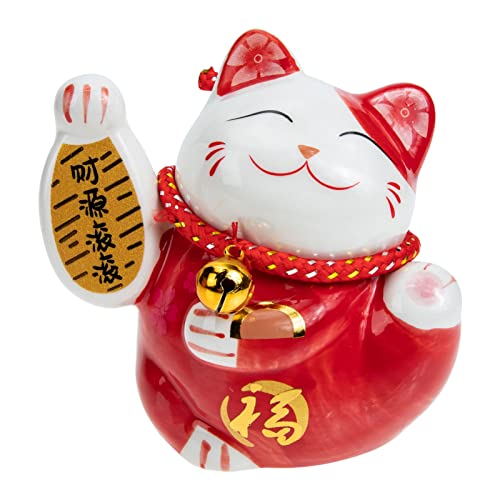 Cabilock Keramik Glückskatze Sparschwein Maneki Neko Spardose Winkekatze Sparbüchse Deko Münzbank Spartopf Geldbank Ornament für Wohnzimmer Büro Schreibtisch Dekoration Geschenk von Cabilock