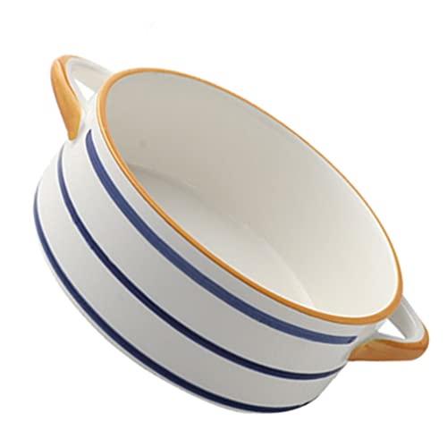 Cabilock Keramik Schälchen Zwiebelsuppe Schalen Suppenschüssel Soufflé Förmchen Creme Brulee Snackschalen Saucen Tassen französische Suppenschalen Suppentassen Dessertschalen mit Griffen 20x15x7cm von Cabilock