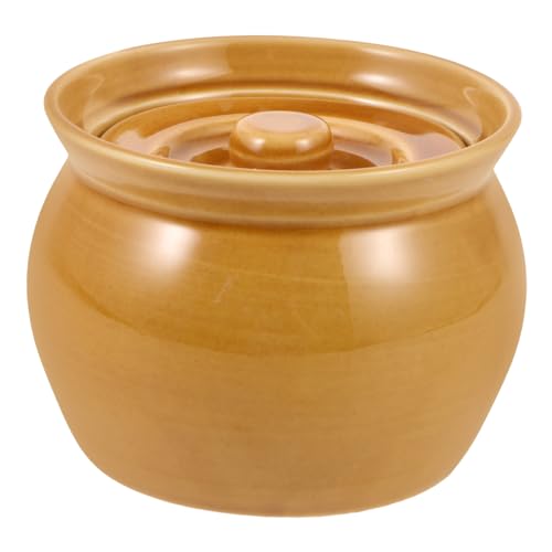 Cabilock Keramik Steintopf mit Deckel Robuster Vielseitiger Tontopf für Schmoren Dünsten und Backen Eleganter Brauner Stew Pot für Zuhause Hitzebeständig und Langlebig von Cabilock