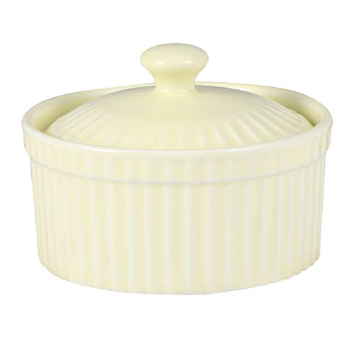 Cabilock Keramische Backschüssel Mit Deckel Hitzebeständig Gelbe Dessertschüssel Für Pudding Und Soufflés Für Küche Und Backen Umweltfreundliches Material Leicht Zu Reinigen von Cabilock