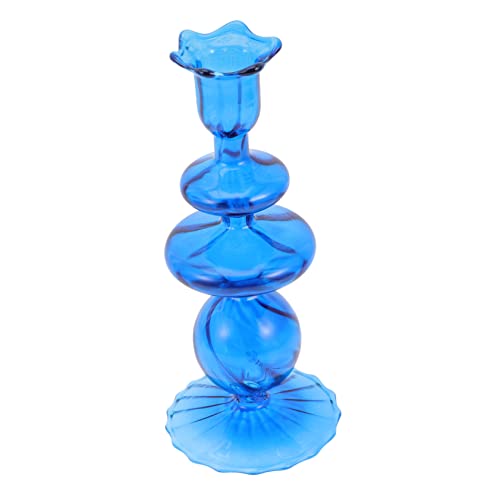 Cabilock Leuchter Glaskegel Hydroponisch Retro-kerzenständer Kerzenständer Aus Glas Vintage Hochzeitsdeko Blaue Kerzen Farbige Kerzen Klare Vasen Kerzenhalter Tischgesellschaft Esstisch von Cabilock