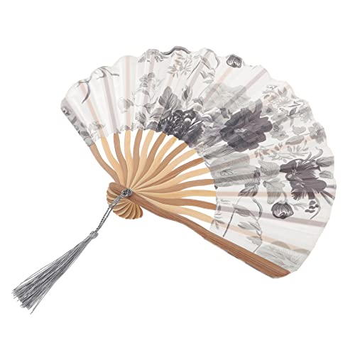 Cabilock Kielmesser-Fan Gehaltenen Faltbar Lüfter Fächer Leistungsqualitäten Handheld-Fans Cosplay -Requisite Handventilator Klappbarer Aus Holz Holzventilator Grey Stoff von Cabilock