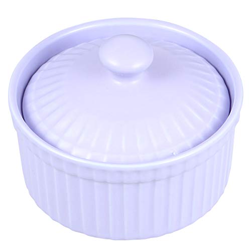 Cabilock Kinderbesteck Auflauff?rmchen mit Deckel Keramik Back für Pudding Gelee Tasse Dessert Backen Kochen Lila tuch Dessertbecher von Cabilock