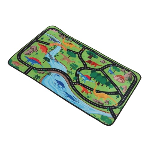 Cabilock Kinderspielmatte Dinosaurier Faltbarer Rutschfester Autoteppich für Kleinkinder Spielteppich mit Dinosaurierpark und Verkehrsroadmap für Spielzimmer und Schlafzimmer von Cabilock