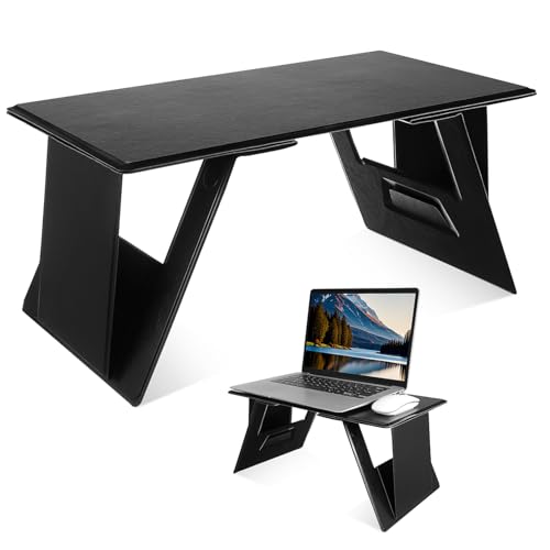 Cabilock Klappbarer Laptop Tisch für Bett und Sofa Faltbarer Laptop Ständer mit Verstellbaren Winkeln für Auto und Reisen Tragbare Schreibtischablage Schwarz von Cabilock