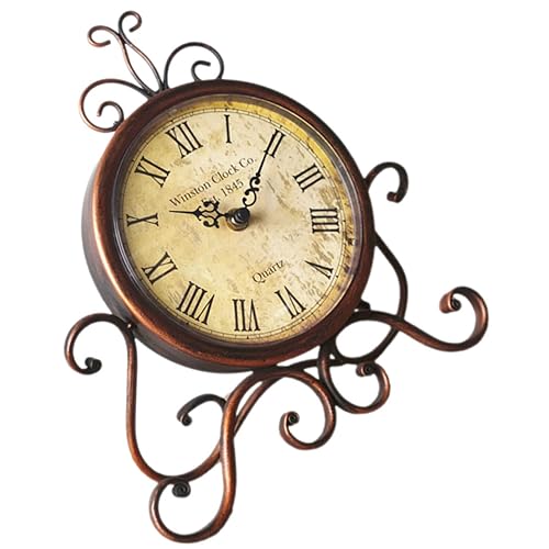 Cabilock Wohnzimmer Kaminsims Vintage Europäischen Stil Eisen Kunst Nicht Tickende Tischuhr Glas von Cabilock