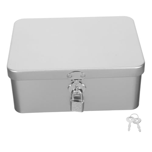 Cabilock Kleine Metall Tinbox mit Klappdeckel und Schloss Stabile Aufbewahrungsdose aus Robustem Weißblech für Büro Küche und Wohnzimmer Vielseitiger Organizer mit Modernem Industrie Design Cabilock Kleine Metall Tinbox mit Klappdeckel und Schloss Stabile Aufbewahrungsdose aus Robustem Weißblech für Büro Küche und Wohnzimmer Vielseitiger Organizer mit Modernem Industrie Design von Cabilock