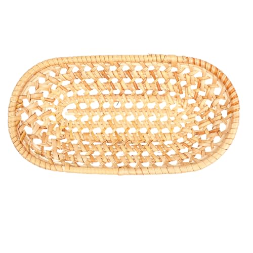 Rattan Brotkorb Geflochten Korbtablett Korb Tabletts Brotkörbchen Servierkorb Weidenkorb für Obst, Gemüse, Kartoffeln, Stapelbar von Cabilock