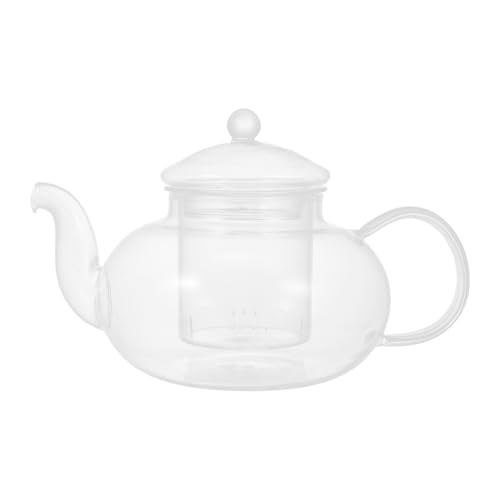Cabilock Korbinflusseure mit Filter Infuser Glas Teekessel Teekocher Kaffeekanne Glasteekanne Heizung Tea Pot Glas Tee Topf Wasserkaraffe Glaskaraffe Teapot für Büro Zuhause 400ML Kochgeschirr von Cabilock