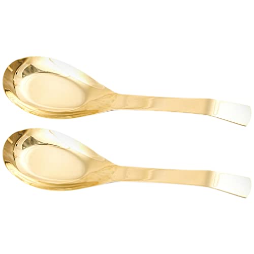 Cabilock Küchenlöffel Schöpflöffel Soßenkelle Messinglöffel Suppenkelle Soßenlöffel Soße Suppenkelle Küchenutensil Dekorierlöffel - Golden Küchenutensilien Metalllöffel von Cabilock