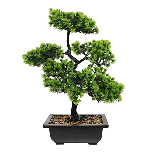 Cabilock Künstliche Bonsai Bäume Bonsai Kiefer Gast Gruß Kiefer Bonsai Kunstpflanze Kunstbaum Bonsai Pflanze Baum Topf Feng Shui Bonsai Kunstpflanze Baum Deko Für Büro Tischdeko Grün von Cabilock