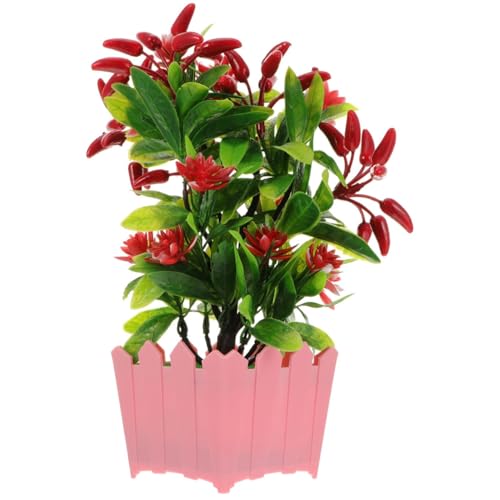 KüNstliche Chili Pflanze Plastik Baum Bonsai Pflanzliche Getopfte Opf Dekoratives Bonsai Ornament TopfküNstliche Pflanzen FüR Partydekoration Tischdekoration von Cabilock