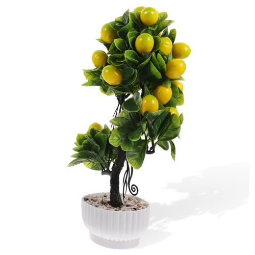 Cabilock Künstlicher Zitronenzweig-Bonsai-Baum Künstliches Bonsai-pflanzgefäß Für Die Tischplatte Einfache Bürodekoration von Cabilock