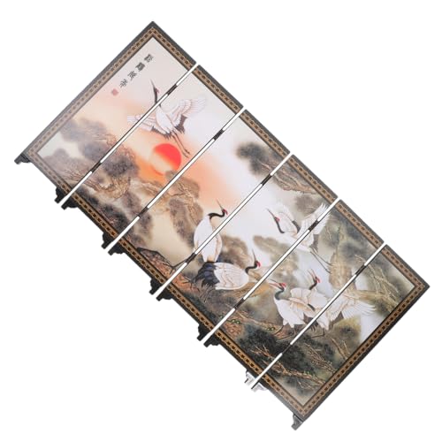Cabilock Lack Bildschirm Ornamente Wohnzimmer Hartholz Mini Faltschirm Kleiner Trennschirm Raumteiler Raumteiler Paneele Faltschirm Teiler Faltpaneel Bildschirm Holz von Cabilock