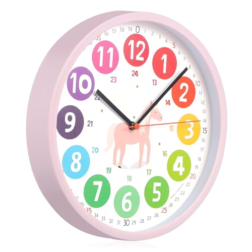 Cabilock Analoge Wanduhr Für Kinder Geräuschlos Für Schlafzimmer Tickt Nicht Als Dekoration Für Das Klassenzimmer von Cabilock