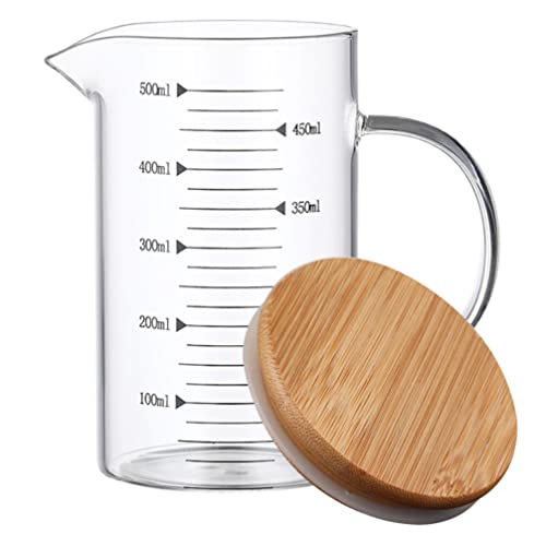 Cabilock Milchkännchen 500ml Glaskanne Messbecher mit 500ml Milchk?nnchen Messkanne Glaskrug Saftkrug Wasserkanne Kaffeekanne Wasserkrug K?nnchen So?enkanne Milch Krug Espresso von Cabilock