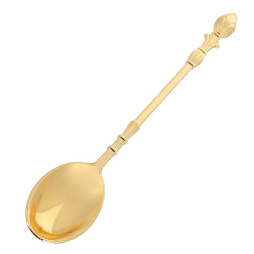 Cabilock Mini Löffel aus Legierung Goldfarbener Dessertlöffel Eleganter Kaffeelöffel für Espresso Tee und Drinks Kleines Praktisches Besteck für Tisch und Partygebrauch von Cabilock