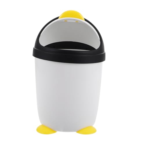 Cabilock Mini Müllbehälter mit Deckel Kleiner Süßer Pinguin Papierkorb aus Kunststoff Kompakter Desktop Abfalleimer für Küche Büro und Kinderzimmer Platzsparend und Leicht zu Reinigen von Cabilock