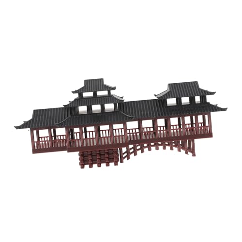 Cabilock Miniatur Asiatische Gartendekoration Kunststoff Figurine Chinesisches Antikes Architekturmodell mit Langem und Bogenbrücke Bonsai Teich Ornament für Mikro Landschaft und Aquarium von Cabilock