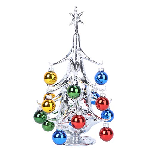 Cabilock Miniatur Glas Weihnachtsbaum mit Kugeln Ornament Mini Kiefern Weihnachten Tischplatte Ornamente Weihnachtsbaum Ornamente Weihnachtsfeier Dekoration von Cabilock