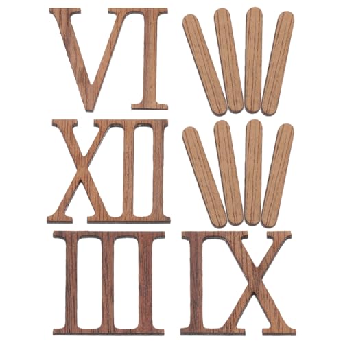 Cabilock 1satz DIY Wanduhren Zahlen Holz Römische Ziffern Für Wohnzimmer Schlafzimmer Büro Heimdekoration Einfache Montage Langlebiges Material von Cabilock