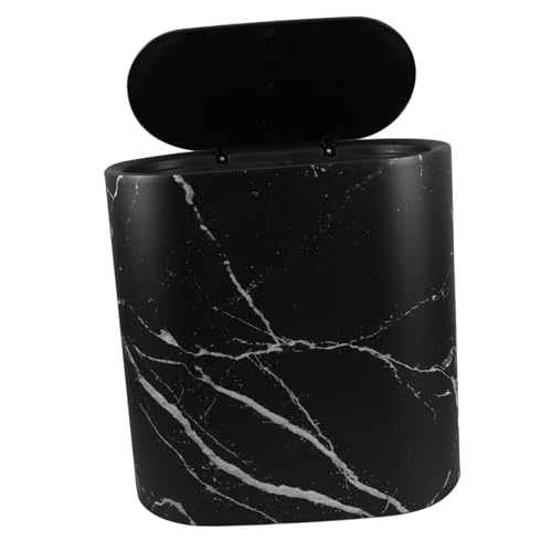 Cabilock Moderner Mülleimer Klein mit Marmormuster und Deckel Vielseitiger Kunststoff abfallbehälter für Küche Bad Schlafzimmer und Büro Pflegeleicht und Langlebig für Engen Raum von Cabilock