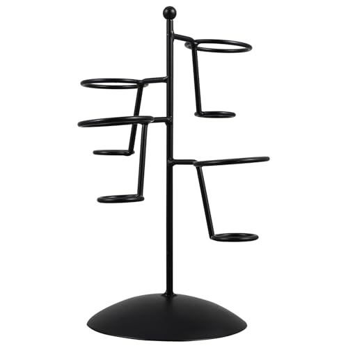 Cabilock EistüTenhalter Schwarz, Eiscreme StäNder Aus Eisen, 4 LöCher Eiswaffelhalter, Pommeshalter FüR Party, Geburtstag, Hochzeit, Dessert, 5.9*5.9*9.1 Zoll von Cabilock