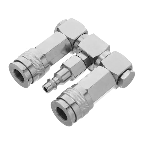 Cabilock Nickelplated Carbon Steel Air Pressure Splitter Drehbarer Luftschlauch-verteiler Kompatibel mit Kompressoren Industrielle Luftschlauch-armaturen Silber von Cabilock