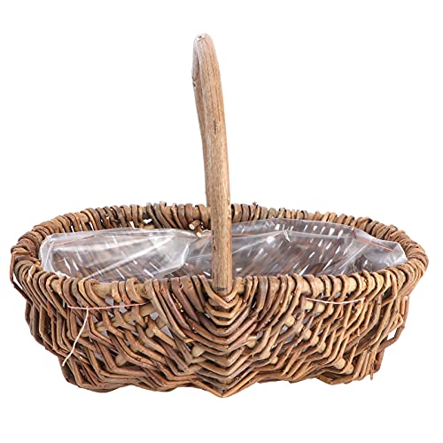 Cabilock Obstdekor Rattan Blumen Korb Picknick Körbe Retro Hochzeit Blumen Mädchen Korb Khaki Willow Handwoven Korb mit Liner für Home Outdoor Lebensmittel Lagerung Hochzeitsdekoration von Cabilock