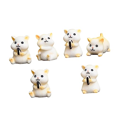 Cabilock 6Stücke Mini Hamster Ornament aus Harz für Sukkulenten Landschaftsdekoration Kreative und Einzigartige Miniaturmodelle für Schreibtisch Geschenkidee von Cabilock
