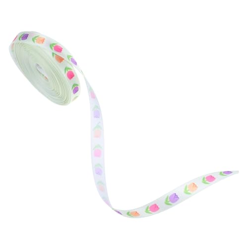 Cabilock Ostern Tulpenband Breit Lang Polyesterband mit Eleganten Motiven Wie Eiern Blumen Möhren zum Basteln Haarschleifen und Dekoration für DIY Projekte von Cabilock