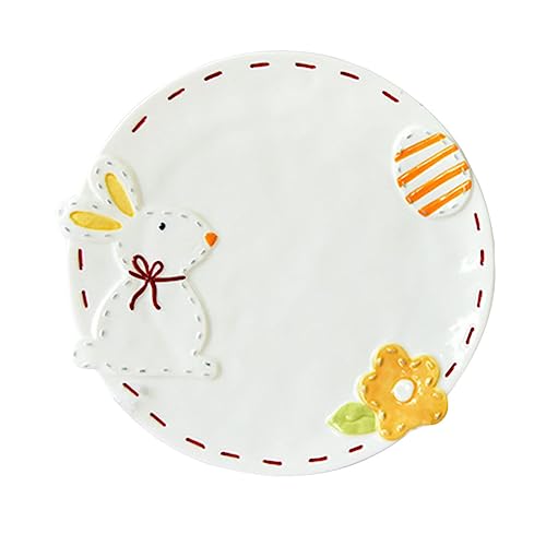 Cabilock Ostern-frühstücksteller Kinder Kinderteller Salat Obstteller Dessertteller Aus Porzellan Osterteller Ostern Obstteller Kindergeschirr Keramik Lebensmittel Mädchen Grillplatte von Cabilock