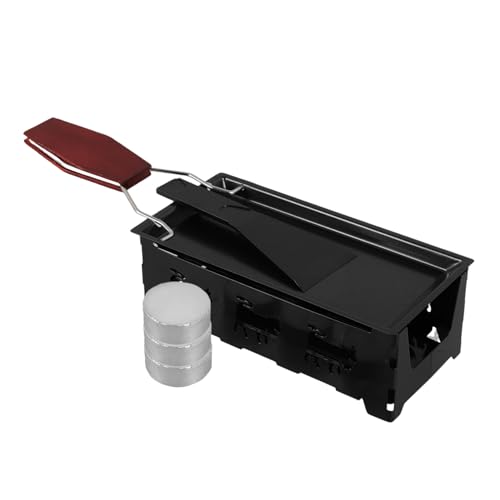 Cabilock Outdoor Mini Faltbares Raclette Grillset mit Schwarzer Antihaft Kochplatte Holzgriff und Kerzen Tragbar für Käse Schmelzen Butter Schmelzen für Camping und Indoor Grillen von Cabilock