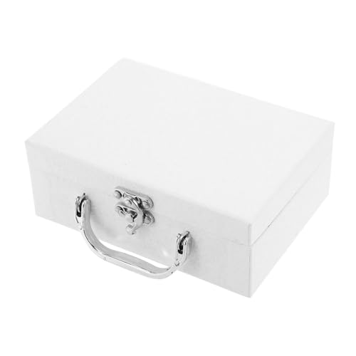 Cabilock Papier-aufbewahrungsbox mit Griff Kleine Handliche Aufbewahrungskoffer Dicke Multifunktionale Aufbewahrungsbox aus Papier für Schmuck Bürobedarf und Geschenkverpackung Weiß von Cabilock