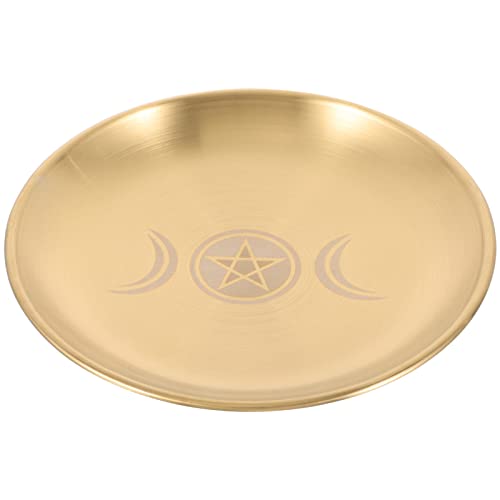 Cabilock Pentagramm-Opfer Kerzenuntersetzer Salatteller Räucherkegel Teller Zauber Altarschale Wicca-Tarot-Platte Stumpenkerzen Stehen Halter Für Teelichthalter Messing Leuchter Schmuck von Cabilock