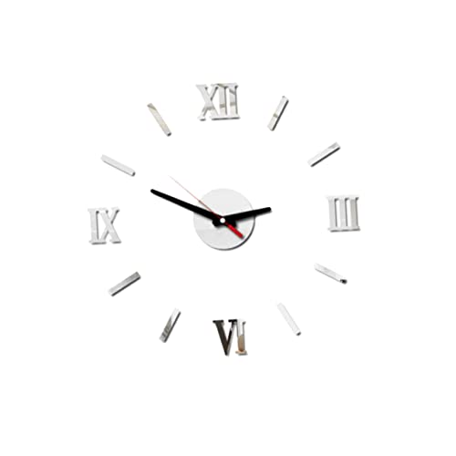 Cabilock Moderne Rahmenlose Wanduhr Mit Römischen Ziffern Selbstklebend Dekorative Wanduhr Für Wohnzimmer Schlafzimmer Und Büro Acryl Silber Batteriebetrieben Akku Nicht Enthalten von Cabilock