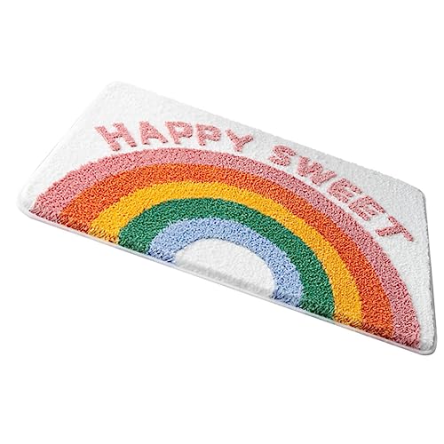 Cabilock Rainbow Flocking Badezimmermatte rutschfeste Wasserabsorbierende Badvorleger für Badezimmer und Küchen Design Multifunktional von Cabilock
