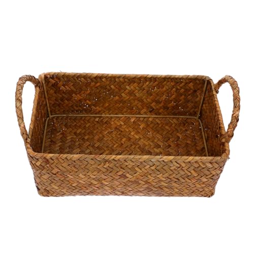 Cabilock Rattan Aufbewahrungskorb Handgewebt Mit Zwei Griffen Rechteckiger Organizer-behälter Aus Stroh Für Kleinigkeiten Großer Fassungsvermögen Zum Verstauen in Wohnzimmer Und Cabilock Rattan Aufbewahrungskorb Handgewebt Mit Zwei Griffen Rechteckiger Organizer-behälter Aus Stroh Für Kleinigkeiten Großer Fassungsvermögen Zum Verstauen in Wohnzimmer Und von Cabilock