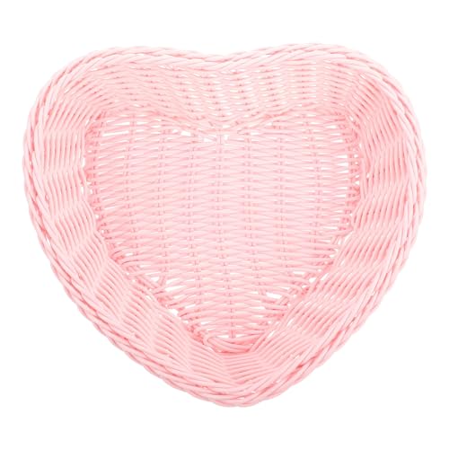 Cabilock Rattan Herz Korb - Aufbewahrung, Obst, Brot, Geflochten, Weide, Ablage, Servier, Tablett für Zuhause, Küche, Wohnzimmer, Picknick, Lebensmittel Behälter von Cabilock