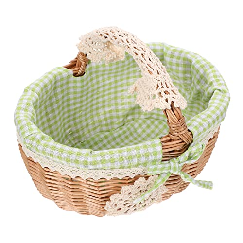 Cabilock Rattan Korb Picknickkorb Obstkorb Weidenkorb Mit Henkel Brotkorb tragbarer Rattankorb Blumen Korb Geflochtener Korb für Outdoor Picknick Tischdeko von Cabilock