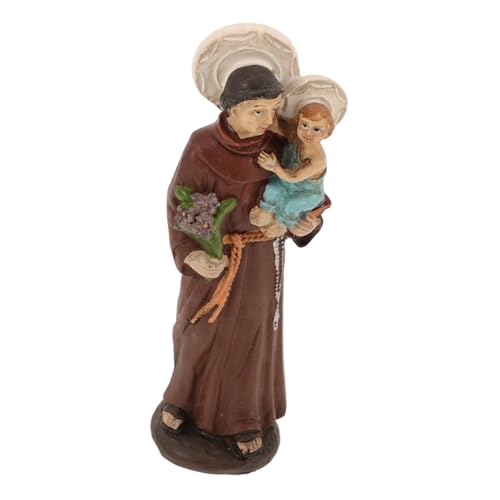 Cabilock Renaissance Religiöse Desktop-Skulptur Priester Hält Resin Sakral Dekor Kunsthandwerk Familienmotiv für Eltern Wohnzimmer Büro von Cabilock