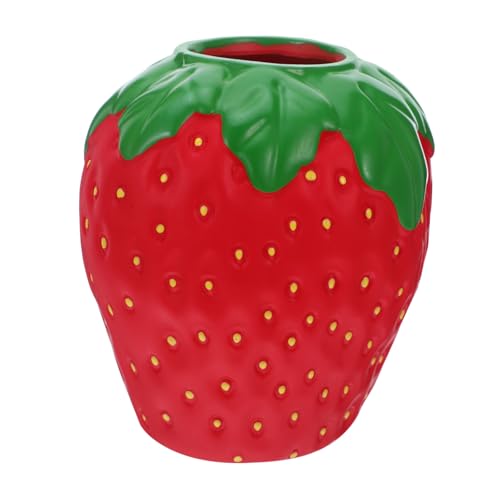 Cabilock Erdbeervase in Fruchtform Dekorative Blumenvase Für Innen Moderne Tischdekoration Mit Erdbeer-Design Aus Haltbarem Material Leicht Zu Reinigen von Cabilock