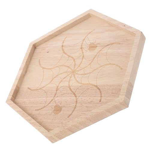 Cabilock Rustikales Holz-servierbrett mit Einzigartigem Spinnennetz-Design Halloween-Party-tablett für Snacks Früchte und Desserts Langlebiges Handgefertigtes Holztablett für Esszimmer und von Cabilock