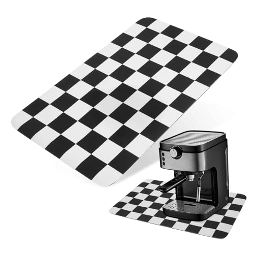 Cabilock Saugfähige Abtropfmatte mit Kariertem Muster Rutschfeste Schnelltrocknend für Geschirr und Kaffee Vielseitig für Spüle und Arbeitsplatte Geeignet von Cabilock
