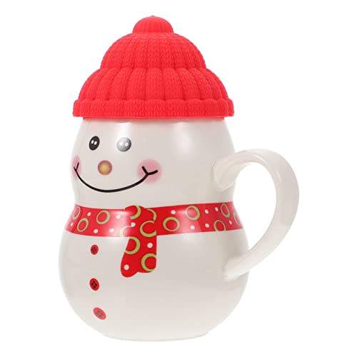 Cabilock Schneemann Becher Weihnachten Kaffeetasse Holiday Kaffeetasse Schneemann Cup mit Silikon Deckel Keramik Teetasse Milch Tasse Frühstück Becher Drink von Cabilock