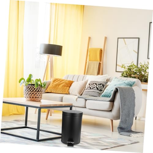 Cabilock Schwarzer Küchen mülleimer mit Deckel Fußpedal Runder Haushaltsabfalleimer Strapazierfähig Bruchfest Geräuscharme Mülltonne für Bad und Wohnzimmer von Cabilock